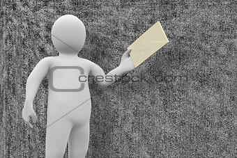 Composite image of white character holding envelope