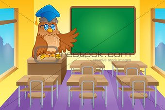 Classroom with owl teacher