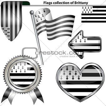 Glossy icons with flag of Brittany