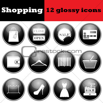 Set of shopping glossy icons
