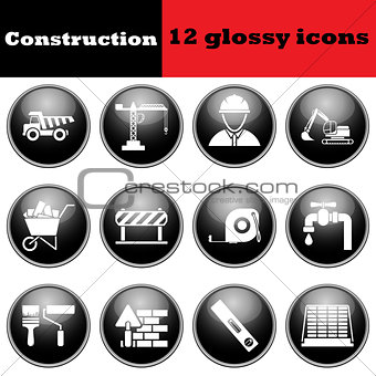 Set of construction glossy icons