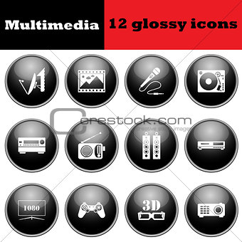 Set of multimedia glossy icons