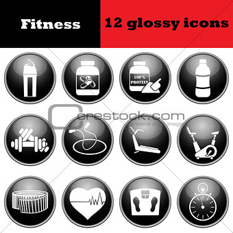 Set of fitness glossy icons