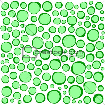 irregular circles collection in green over white