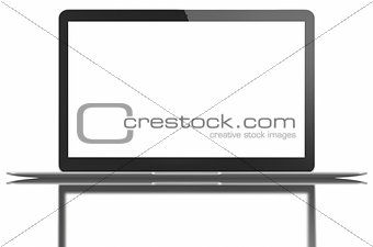 Silver Laptop with blank white screen