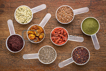 superfood seed, berry, powder and grain