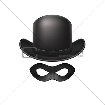 Bowler hat and eye mask in black design