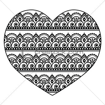 Mehndi, Indian Henna tattoo heart seamless pattern