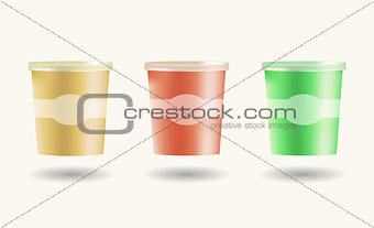 Mock Up Set Food Plastic Tub Bucket Container For Dessert