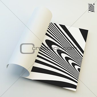 A4 business blank. Black and white abstract striped background.