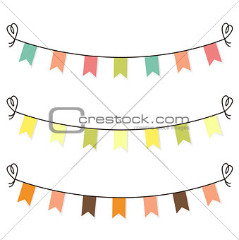 Cute flags clipart for baby shower set isolated on white