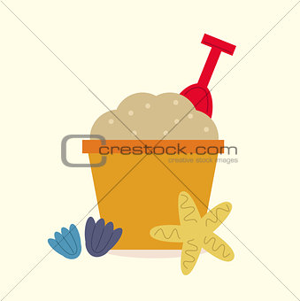 Cute beautiful Sand pail isolated on yellow