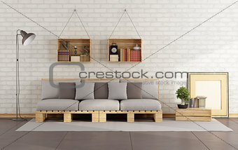 Living room with pallet sofa 