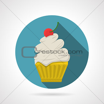 Flat color vector icon for tasty cupcake