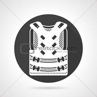 Protective vest black round vector icon
