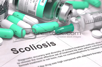 Scoliosis Diagnosis. Medical Concept. Composition of Medicaments.