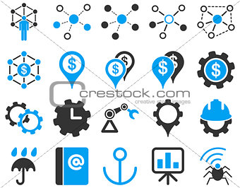 Business links and industry icon set.