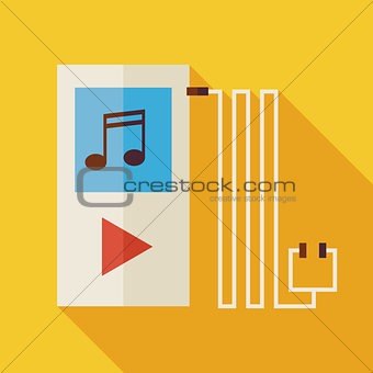 Flat Music Player Illustration with long Shadow