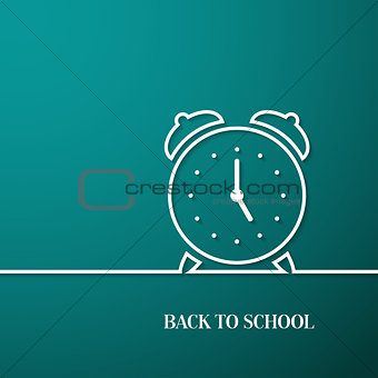 Back to school card with paper alarm clock.