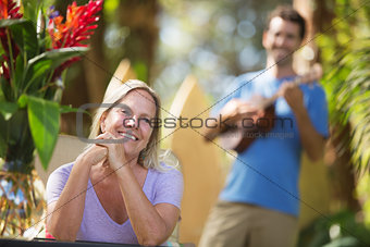 Beautiful Woman Listening to Performer