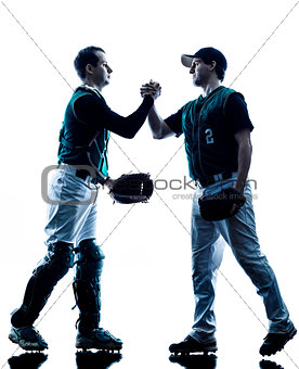 Men baseball players silhouette isolated