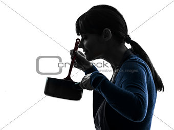 woman smelling cooking silhouette