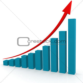 Red arrow on blue graph