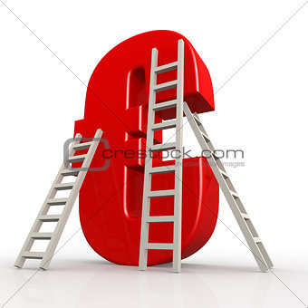 Red euro sign with ladder