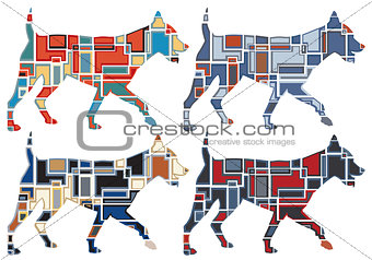 Trotting dog mosaics