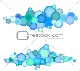 bubble string pattern in multiple blue purple over white
