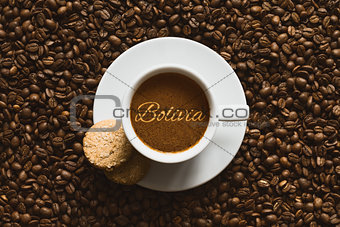 Still life - coffee with text Bolivia
