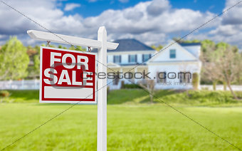 Home For Sale Sign in Front of New House
