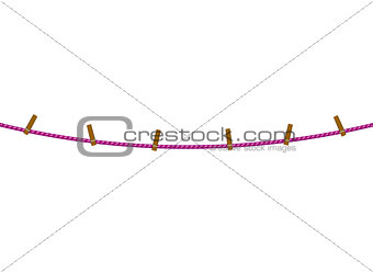 Clothespins on rope in purple design