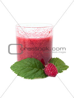the raspberry juice in a glass