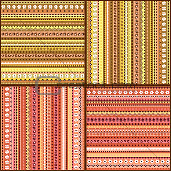 Colorful ethnic seamless pattern design set