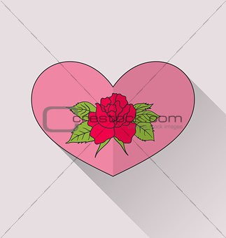 Celebration romantic heart with flower rose for Valentine Day