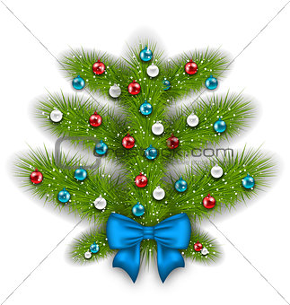 Decorated abstract Christmas tree with glass balls
