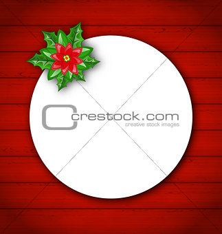 Celebration card with flower poinsettia for Merry Christmas 