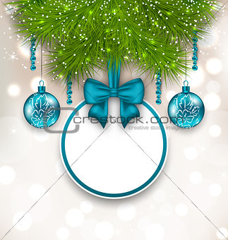 Christmas gift card with glass balls