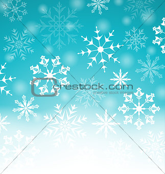 Xmas blue background with snowflakes and copy space for your tex