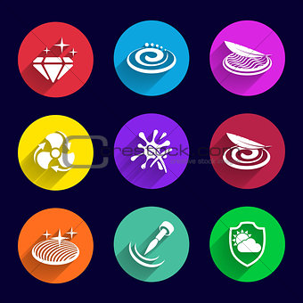set colored icons flat properties of cosmetics