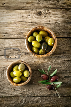 Olives on wood