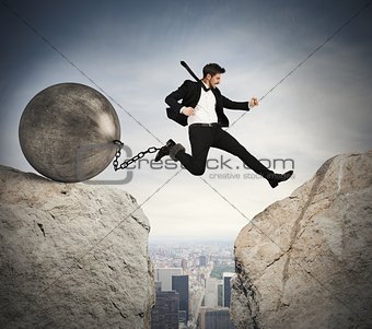 Businessman overcomes obstacles