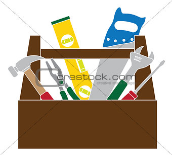 Toolbox with Construction Tools Color Illustration