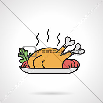 Poultry dish flat color vector icon