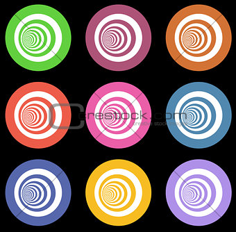 multiple vortex with concentric stripes in different colors