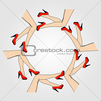 Frame or design element with legs of women wearing heels