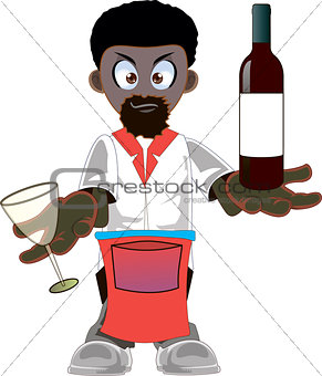Cartoon  african american waiter