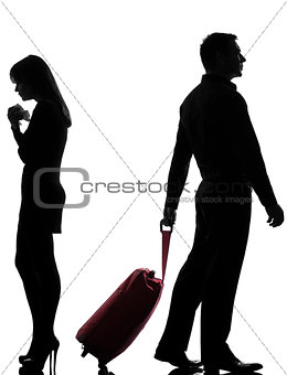 one couple man and woman dispute separation silhouette