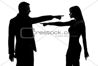 one couple man and woman Criticism concept silhouette